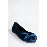 Fox Shoes Navy Blue Satin Fabric Women's Flats Cene