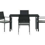  Vrtni set za objed 5 pcs Crna i svijetlo siva PE ratan | shoptok.hr