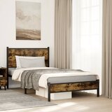 Maison Chic Kovinski Posteljni okvir - Dvoposteljna postelja - Zakonska postelja brez vzmetnice dimljen hrast 100x190cm, (21693544) | Shoptok.si
