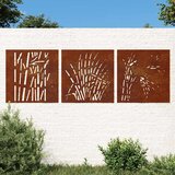  Vrtni zidni ukrasi 3 kom 55 x 55 cm čelik COR-TEN uzorak trave | shoptok.hr