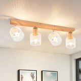 Nettlife Stropna svetilka 4 reflektorji bela lesena barva - stropna svetilka E14, 4 žarnice max 25w moderna za dnevno sobo, spalnico, (22116768) | Shoptok.si