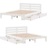 vidaXL Posteljni okvir brez vzmetnice bel 150x200 cm trdna borovina | Shoptok.si