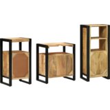 vidaXL Komplet pohištva za kopalnico 3 pcs Rjava Masiven les manga | Shoptok.si