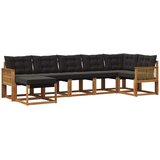 vidaXL Zunanja garnitura za sedenje z blazino 7 pcs Naravna in črna, (5000282595) | Shoptok.si