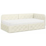 vidaXL Kotna postelja z vzmetnico z vzglavjem krema 100 x 200 cm Žamet, (5000106143) | Shoptok.si
