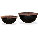  Set Stolića za Kavu 2 kom Masivno Obnovljeno Drvo Crni Oblik Zdjele | shoptok.hr