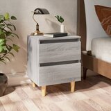  Noćni ormarići s drvenim nogama 2 kom sivi hrast 40x30x50 cm | shoptok.hr