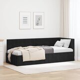  Kutni okvir kreveta s uzglavljem Crna 80 cm x 200 cm Baršun | shoptok.hr