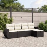 Maison Chic Seti vrtnega pohištva - Vrtna garnitura - Vrtni pohištvo set 5-delna z blazinami črn poli ratan, (21820554) | Shoptok.si