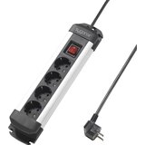 sygonix SY-4538264 razdelilna letev s stikalom 4-kratni črna\, srebrna vtičnica 1 kos, (20457757) | Shoptok.si