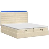  Krevet od pjene s madracem i LED-om Krem 160 x 200 cm Tkanina Slike