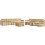 vidaXL Zunanja garnitura za sedenje 9 pcs Bela in bež Poliester, (5000281923) | Shoptok.si