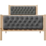  Krevetna konstrukcija s uzglavljem Tamno siva 100 x 200 cm Smeđa | shoptok.hr