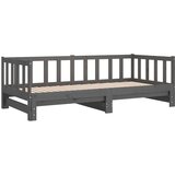  Dnevni ležaj na izvlačenje sivi 2x(90x190) cm masivna borovina | shoptok.hr