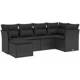  6-dijelni set vrtnih sofa s jastucima crni od poliratana | shoptok.hr