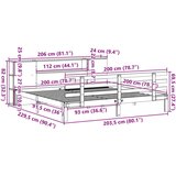  Krevet s regalom z knjige bez madraca bijeli 200x200cm borovina | shoptok.hr