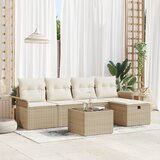 vidaXL set vrtnem kavču s blazinami bež poly rattan | Shoptok.si
