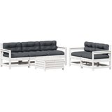  The Living Store Vrtna sedežna garnitura 6-delna z blazinami bela trdna borovina - Vrtna Sedežna Garnitura, (21455406) | Shoptok.si