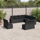 vidaXL 11-dijelni set vrtnih sofa od poliratana s jastucima crni | shoptok.hr