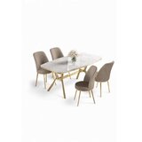 Hanah home Set trpezarijskog stola i stolica (5 delova) Lena White Marble Gold Cappuccino | Eponuda.com