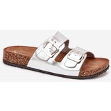 EVENTO Women's Cork Platform Slippers With Buckles Silver Vesina | Shoptok.si
