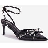 Boto Embellished Patent Heels With Open Back Black Redaine | Shoptok.si