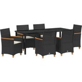 vidaXL 7-dijelni Vrtni Set za Obrok s Jastučićima Crni Poli Ratan | shoptok.hr