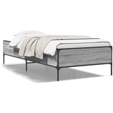 vidaXL Posteljni okvir siva sonoma 90x200 cm inženirski les in kovina Cene