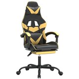  Vrtljiv gaming stol z oporo za noge črno in zlato umetno usnje, (20701223) | Shoptok.si