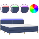  Box spring postelja z vzmetnico LED modra 200x200 cm blago, (20725794) | Shoptok.si