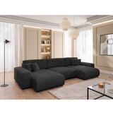 Ropez Tamno siva sklopiva/s prostorom za odlaganje kutna garnitura od samta (u obliku slova "U") Sarina – | shoptok.hr