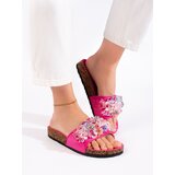 Shelvt Women's suede fuchsia flip-flops | Shoptok.si