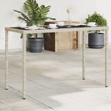  Vrtni stol sa staklenom pločom sivi 115x54x74 cm od poliratana | shoptok.hr