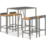  5-dijelni vrtni barski set sivi od poliratana i drva bagrema Siva 110 cm table length | Shoptok.si