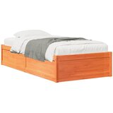vidaXL Posteljni okvir voščeno rjav 90x200 cm trdna borovina Cene