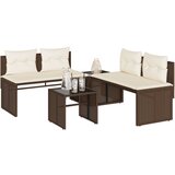 Maison Chic Seti vrtnega pohištva - Vrtna garnitura - Vrtni pohištvo set 4-delna z blazinami rjav poli ratan, (21818326) | Shoptok.si