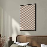  Slika - Checkerboard Pattern - Brown-White Grid with a Subtle Noise 40x60 U crnom drvenom okviru | shoptok.hr