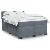 vidaXL Box spring postelja z vzmetnico temno siva 140x200 cm žamet | Shoptok.si