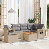  The Living Store Vrtna sedežna garnitura 6-delna z blazinami bež poli ratan - Vrtna Sedežna Garniture, (21452483) | Shoptok.si