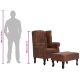 vidaXL Fotelja Chesterfield s tabureom od umjetne brušene kože smeđa | shoptok.hr
