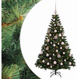  Umjetno božićno drvce s kuglicama 120 cm 150 LED lampica - Zelena 120 cm s LED-ima i ružičastim lopticama | shoptok.hr