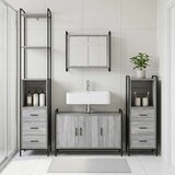  Set ormarića za kupaonicu 3 kom. Siva Sonoma 40 x 36 x 200 5 cm - Siva Sonoma Ormar s umivaonikom (3 vrata) + viseći ormar | shoptok.hr