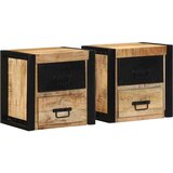 vidaXL Nočne omarice 2 kosa 40x35x40 cm Masivni neobdelan les Mango | Shoptok.si