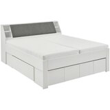 CARRYHOME POSTELJA 180 cm x 200 cm , tekstil, leseni material siva, bela | Shoptok.si