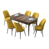 Hanah home set trpezarijski sto i 6 stolica zen baroque mustard | ePonuda.com