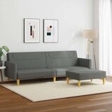  Dvosjed na razvlačenje od tkanine s tabureom tamnosivi | shoptok.hr