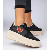 Gemre Black women's sneakers with a glittery heart Laira | Shoptok.si