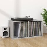  Kutija za pohranu vinilnih ploča siva 71 x 34 x 36 cm drvena | shoptok.hr