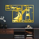 Wallity zidna dekoracija lighthouse trio g, 60 x 40 cm, zlatne boje Cene