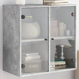 vidaXL Stranska omarica s steklenimi vrati betonsko siva 68x37x75,5 cm Cene